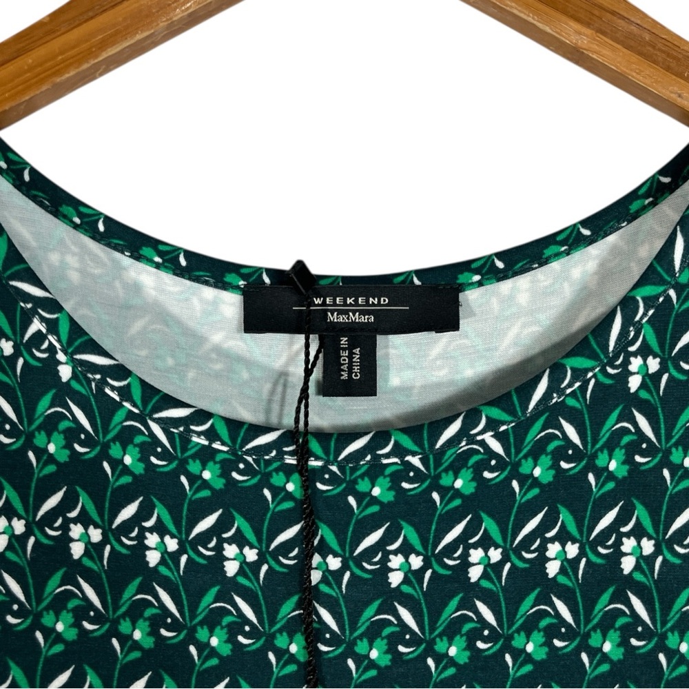NWT Max Mara Weekend Green Floral Print Shift Dress with 3/4 Sleeves Size Small - Picture 6 of 8